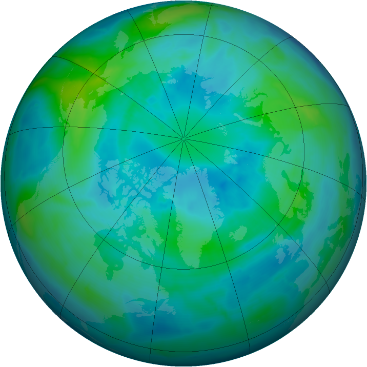 Arctic ozone map for 04 October 2009